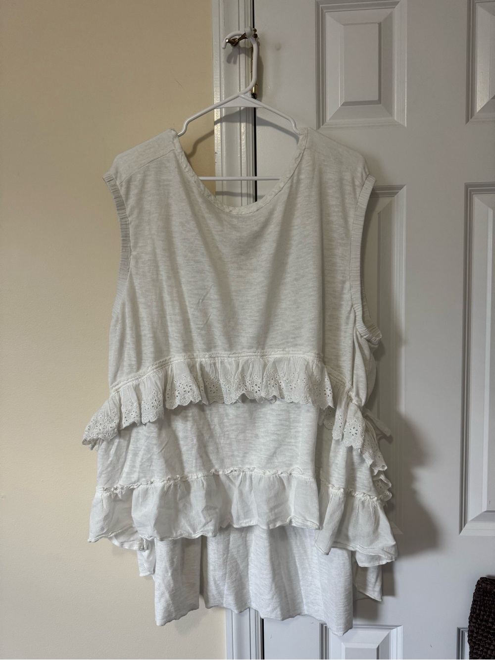 Free People Claire Ruffle Tiered Sleeveless Top — White